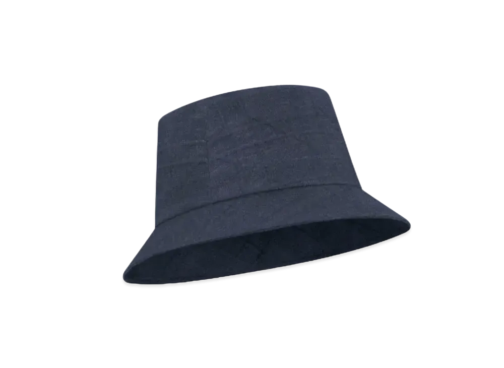 Dior Teddy-D Macrocannage Denim Small Brim Bucket Hat Technical Cotton "Deep Blue"