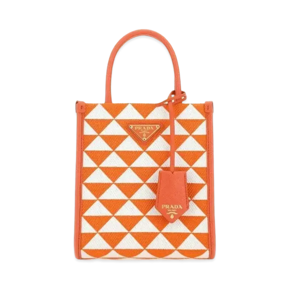 PRADA Symbole Embroidered Fabric Mini Bag "Orange/White"