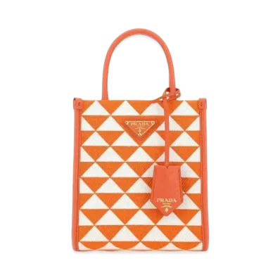 PRADA Symbole Embroidered Fabric Mini Bag "Orange/White"