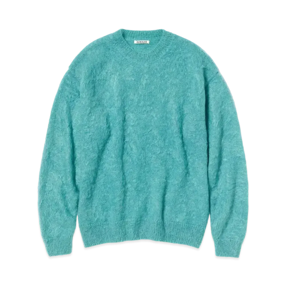 AURALEE BRUSHED SUPER KID MOHAIR KNIT P/O "Blue"