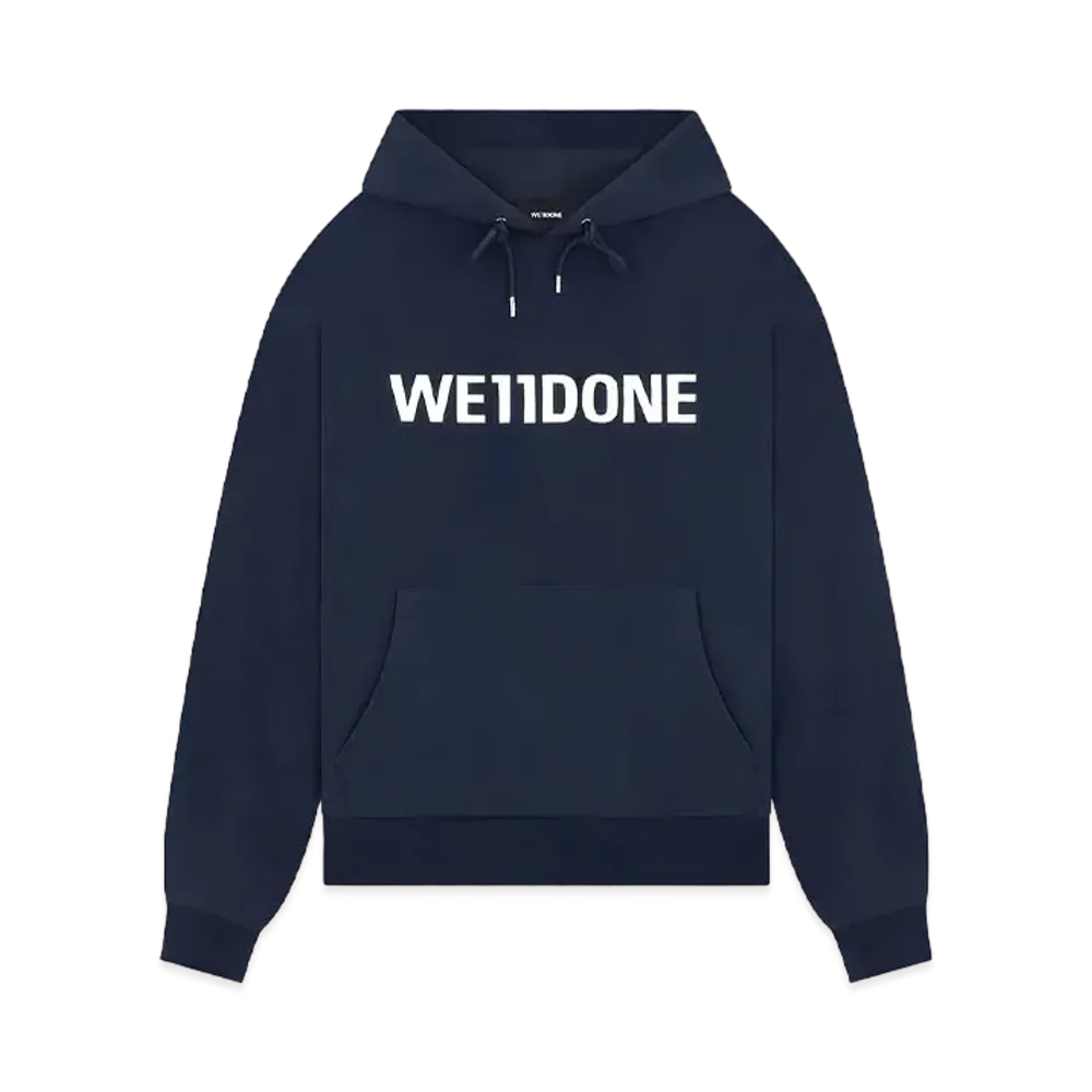 WE11DONE Basic Logo Fitted Hoodie "Dark Navy"