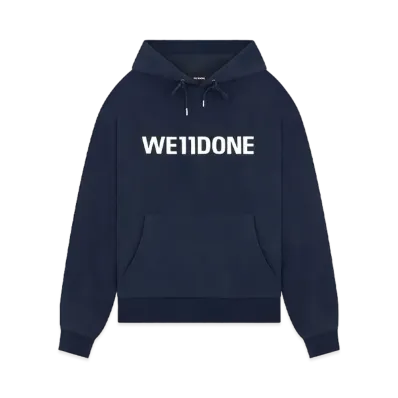 WE11DONE Basic Logo Fitted Hoodie "Dark Navy"