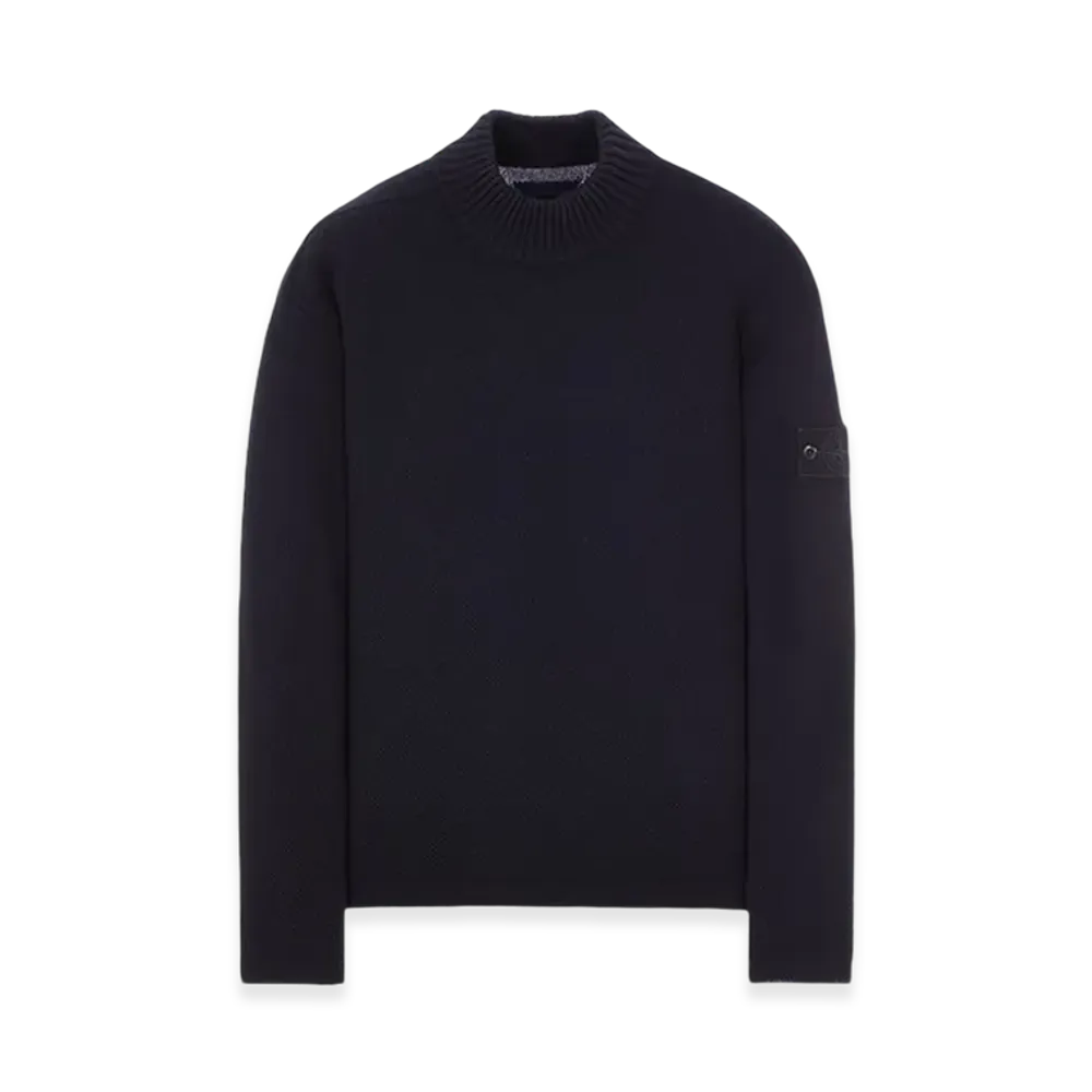Stone Island 558FA Ghost Piece Geelong Wool Mock Neck Knit - 23FW "Navy Blue"
