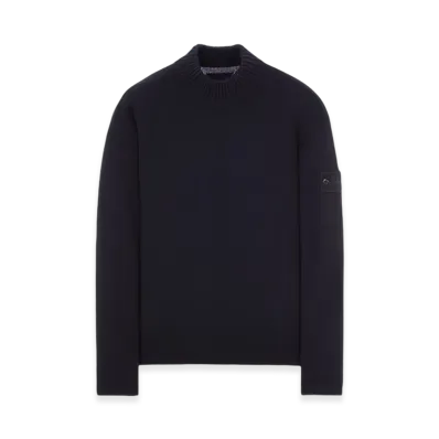 Stone Island 558FA Ghost Piece Geelong Wool Mock Neck Knit - 23FW "Navy Blue"