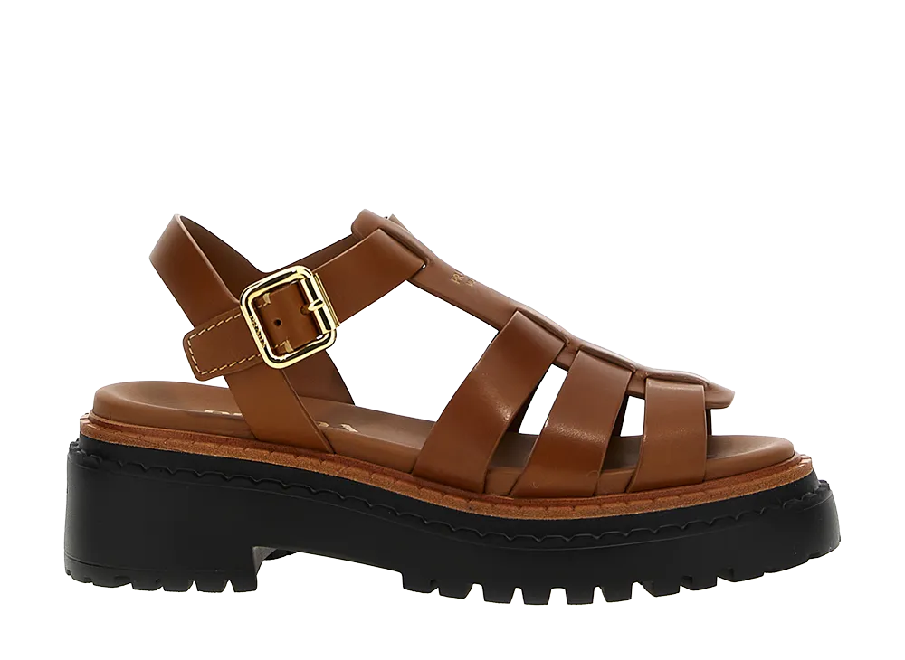PRADA Women's Monolith Sandals "Brown"