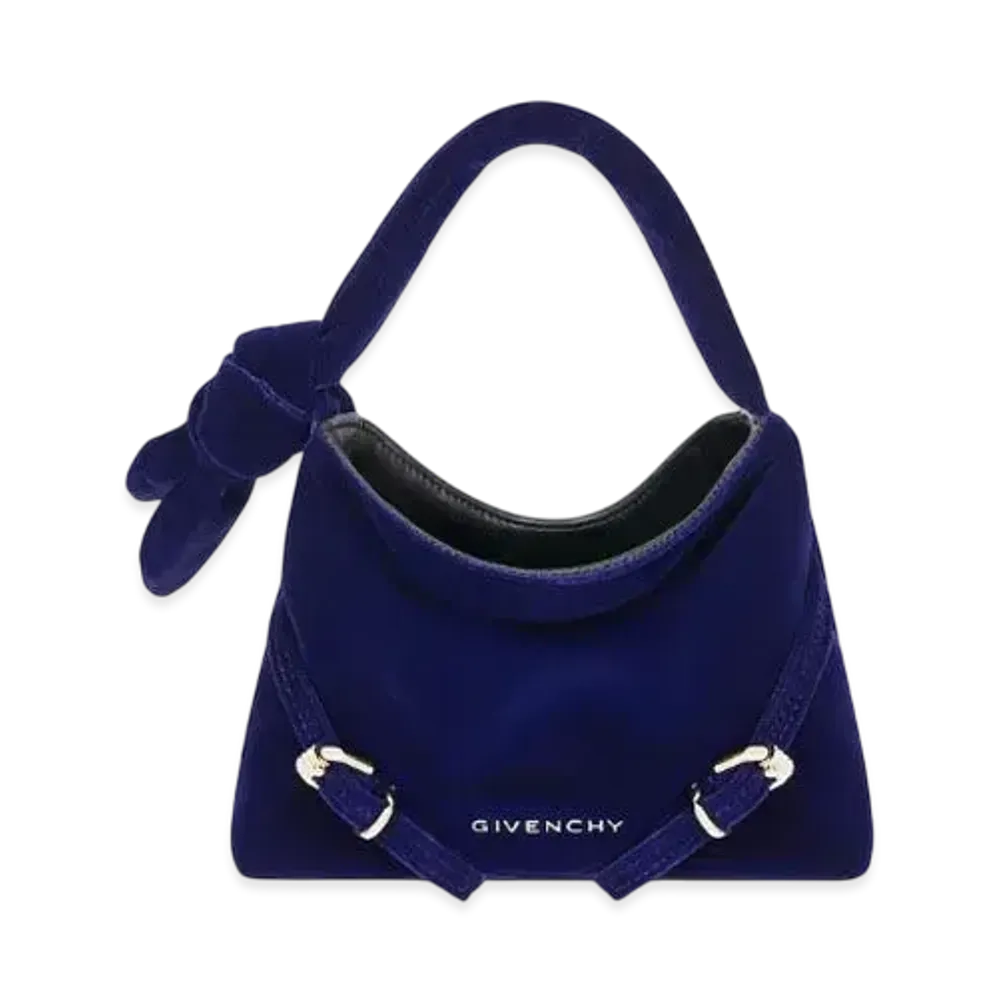 GIVENCHY Nano Voyou Bag In Velvet With Bow Detail "Dark Navy"