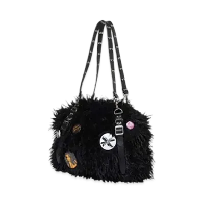 HYSTERIC GLAMOUR Studded Belt Fur Bag "Black"