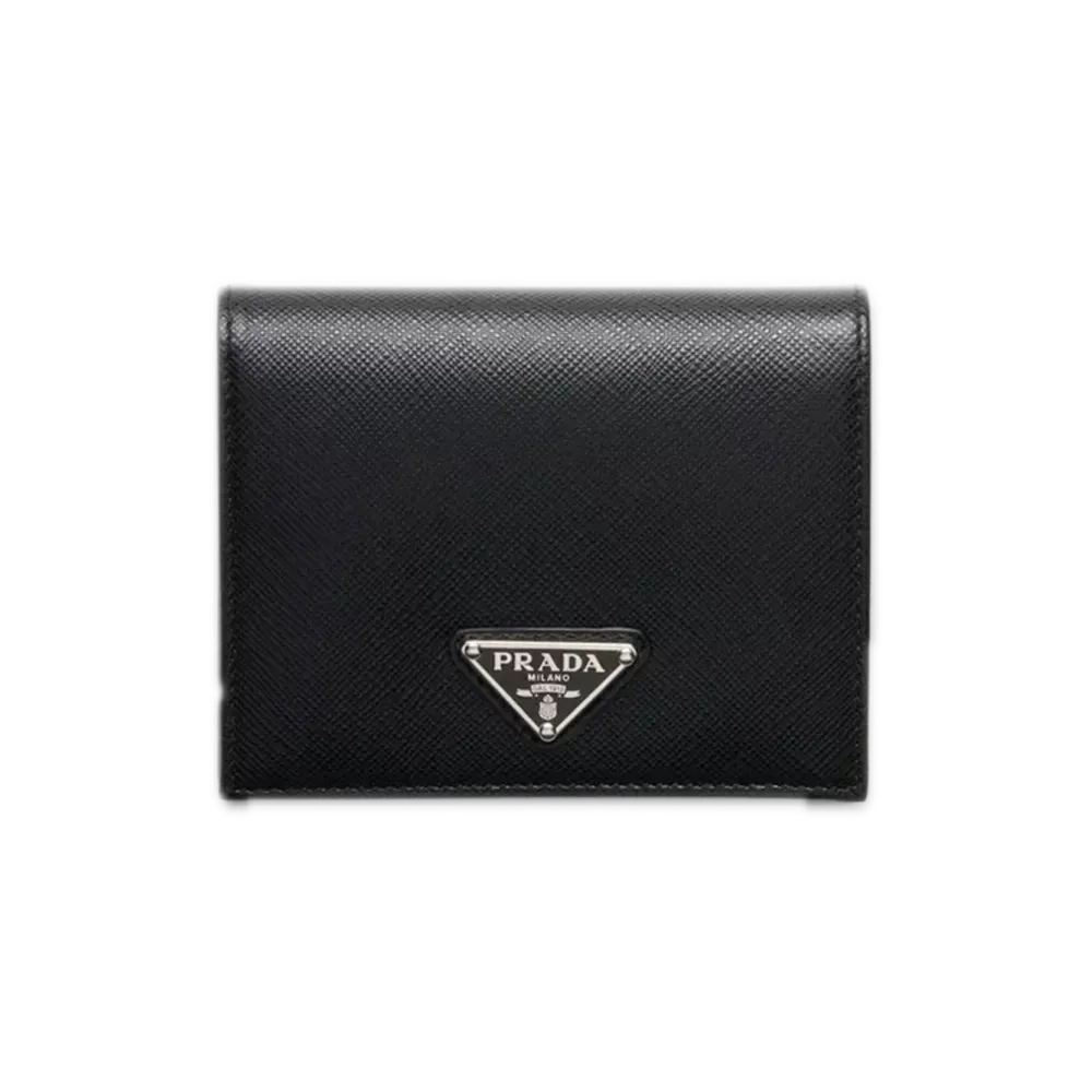 PRADA Saffiano Triangle Wallet "Black"