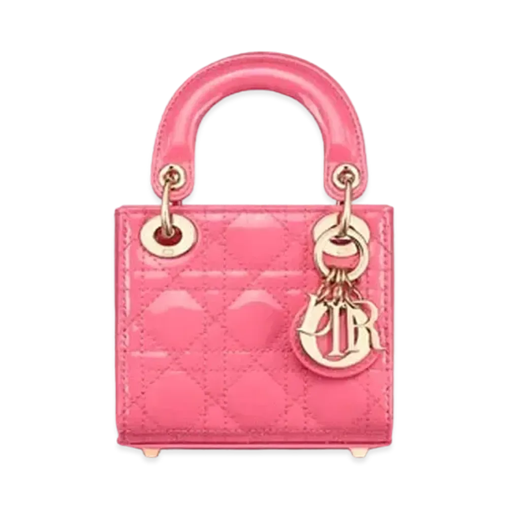 Dior Lady Dior Micro Bag Canage Patent Calfskin "Pink"