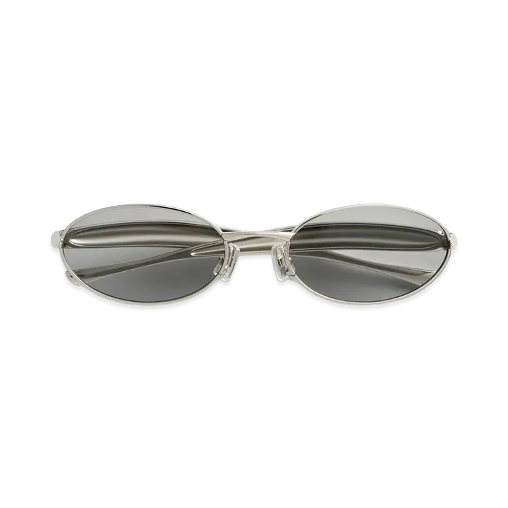 Bottega Veneta Sardine Oval Sunglasses "Silver/Grey"