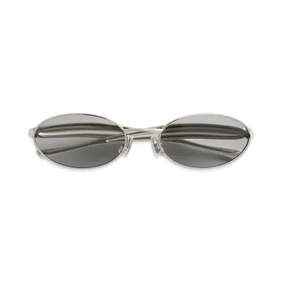 Bottega Veneta Sardine Oval Sunglasses "Silver/Grey"