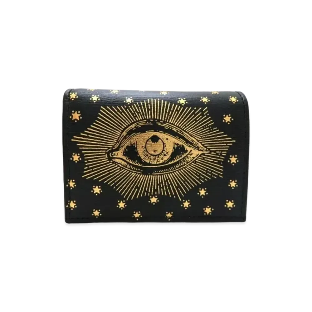 GUCCI Compact Wallet Gucci Garden Eye Leather "Black"