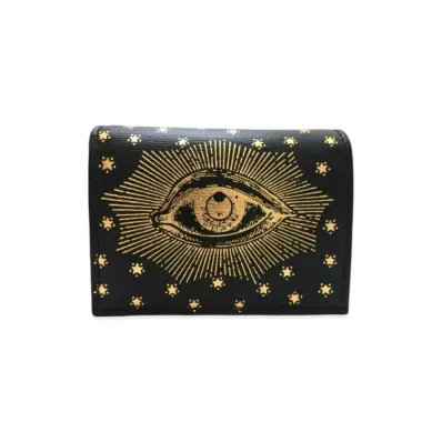GUCCI Compact Wallet Gucci Garden Eye Leather "Black"