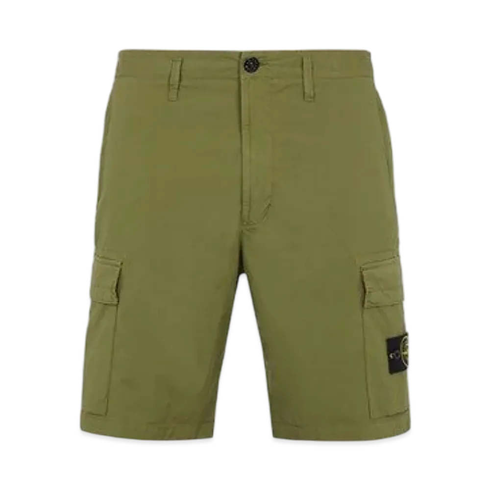 Stone Island L0803 Stretch Cotton Tela Paracadute Garment Dyed Cargo Bermuda Shorts - 22SS "Olive Green"