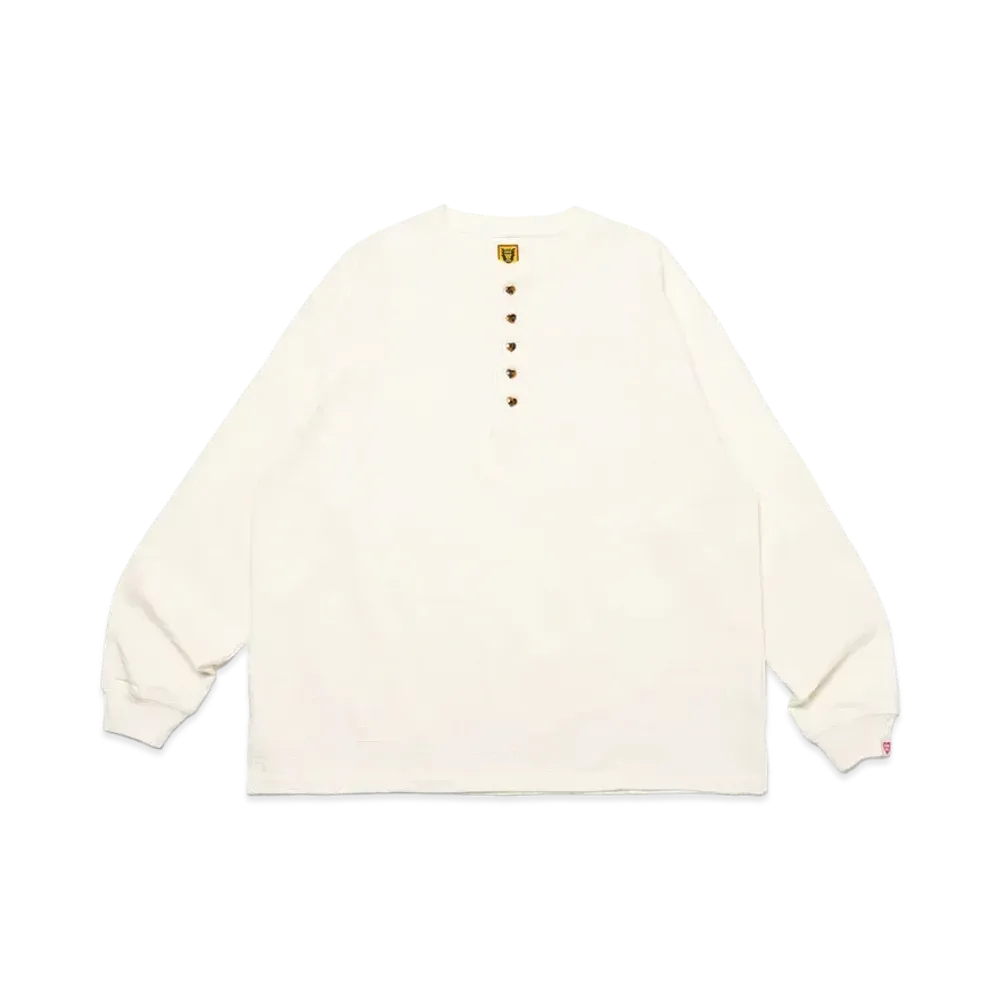 HUMAN MADE Oversized Henley Neck L/S T-Shirt "White"