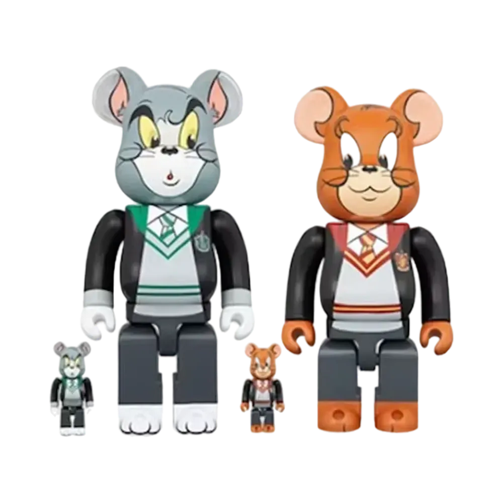 MEDICOM TOY "BEARBRICK" -Warner Bros.100th ANNIVERSARY- TOM AND JERRY in Hogwarts House Robes 100% & 400%