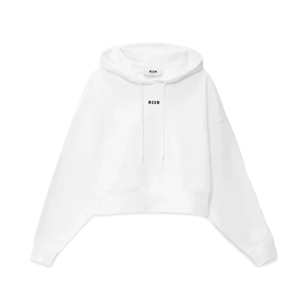 MSGM Cotton Sweatshirt With Hood And Micro Logo "White"