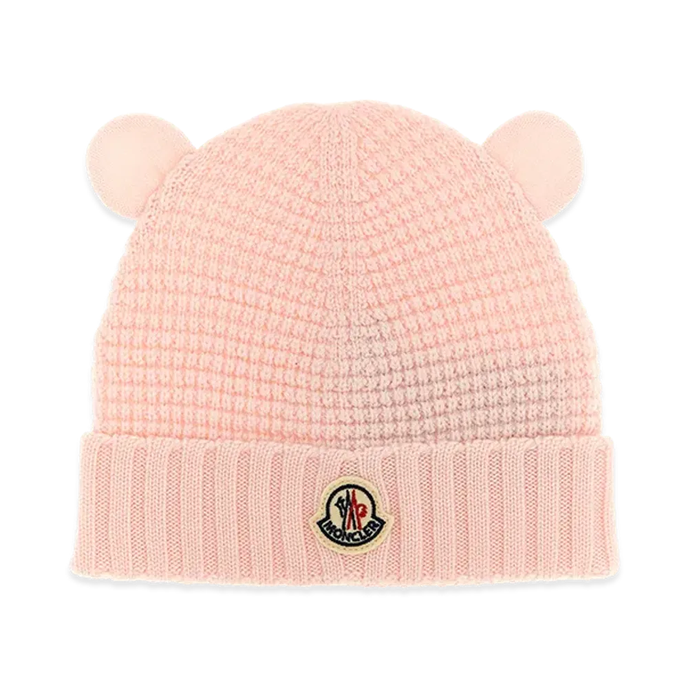 MONCLER Kids Teddy Bear Ear Beanie "Pink"