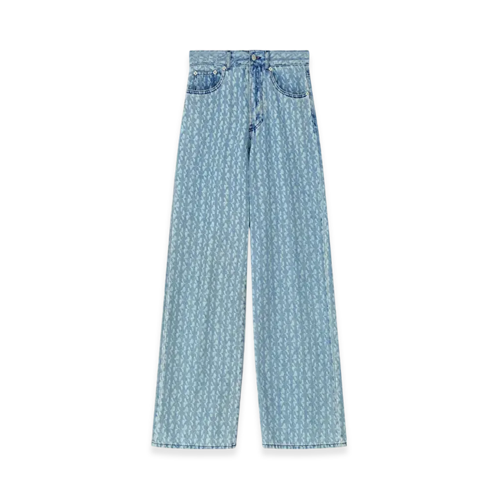 DRIES VAN NOTEN Women's Printed Denim Pants "Dessin a"