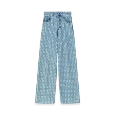 DRIES VAN NOTEN Women's Printed Denim Pants "Dessin a"