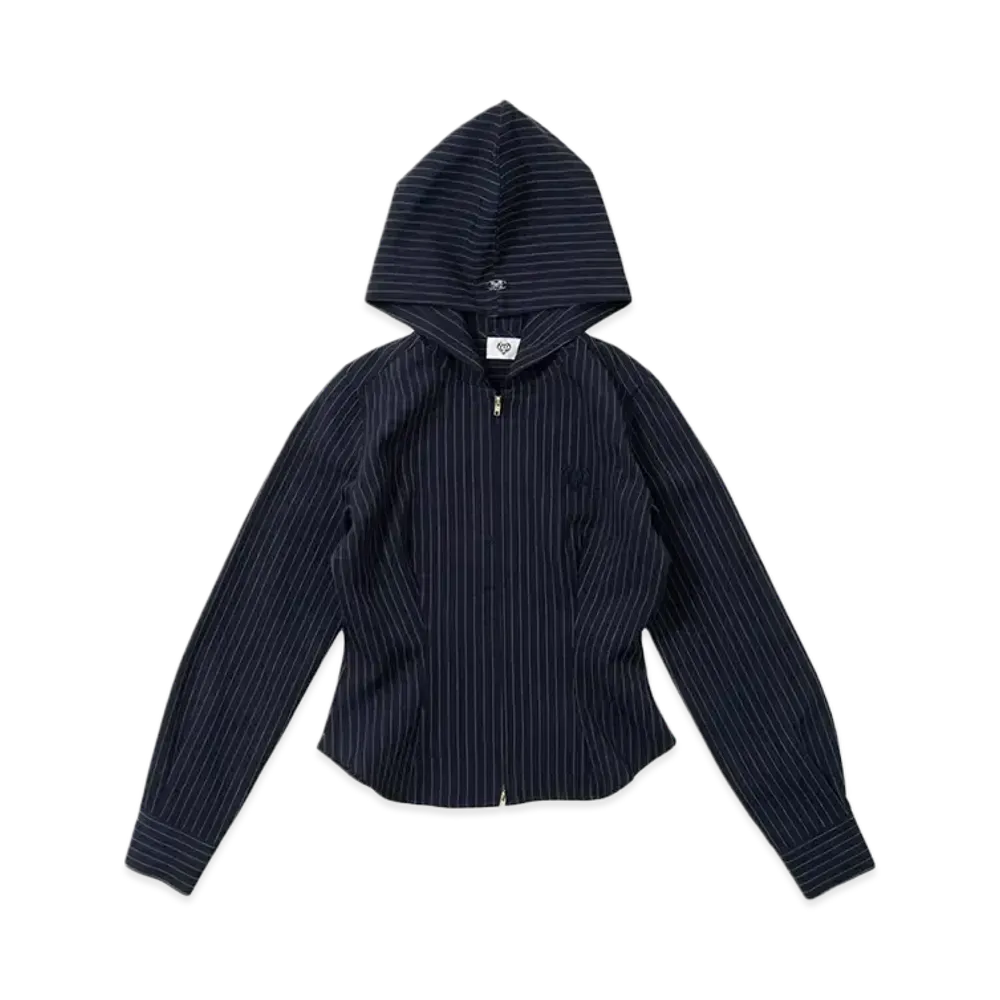 HTH striped zip hoodie "NAVY"