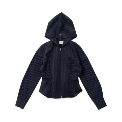 HTH striped zip hoodie "NAVY"