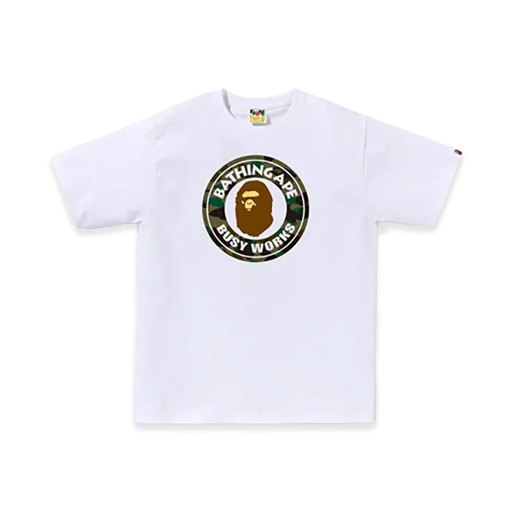 A BATHING APE 1ST Camo Busy Works Tee "White/Green"