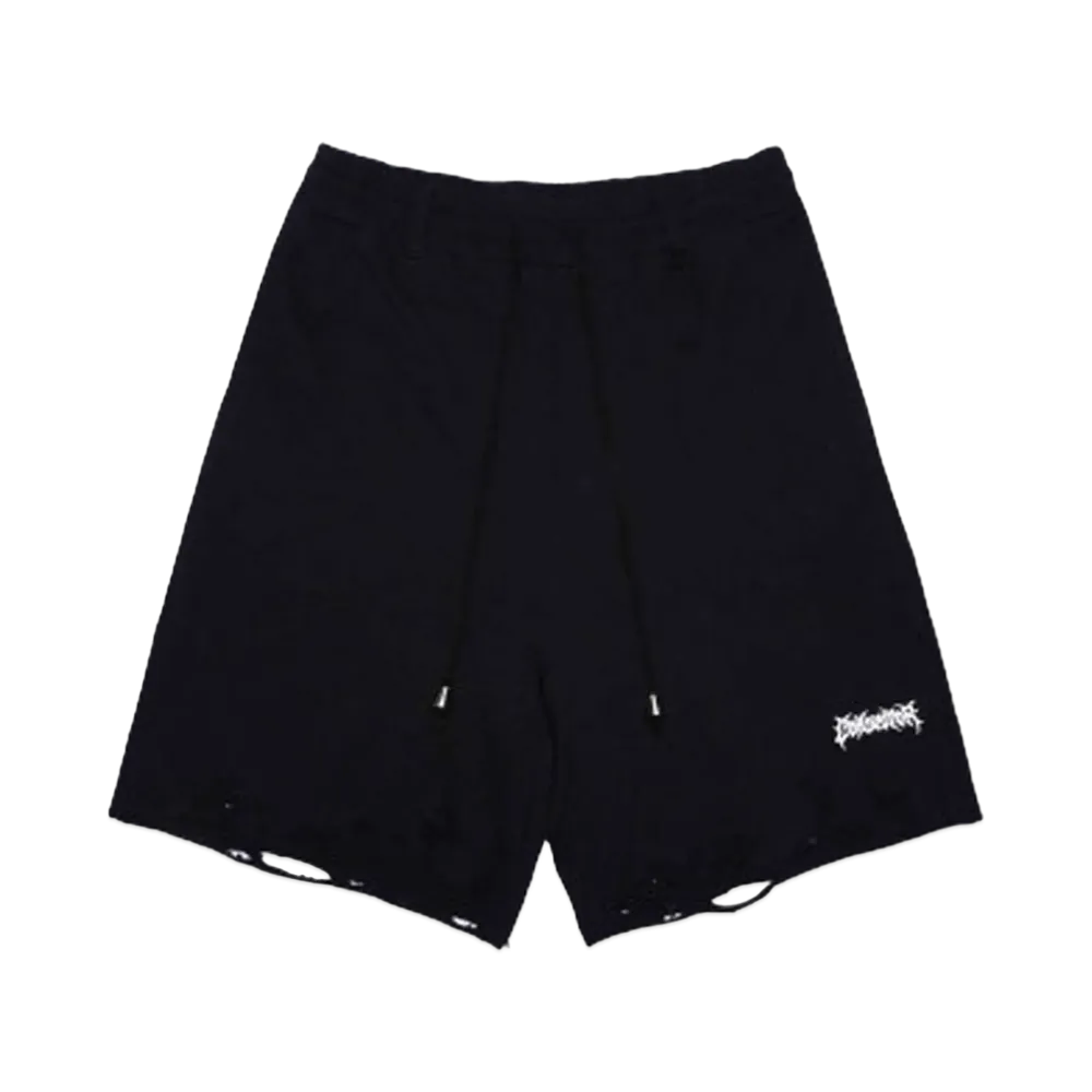 el conductorH COTTON DESTROYED SHORTS "BLACK"