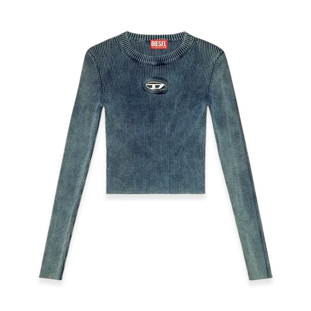 Diesel M-Anchor-A Rib-Knit Top With Oval D "Dark Blue"