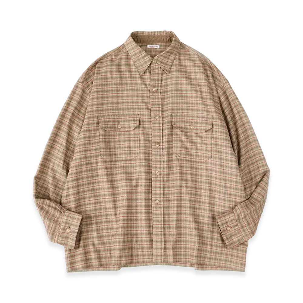 NICENESS Vedder Silk Flannel Hunting Shirt "Beige"