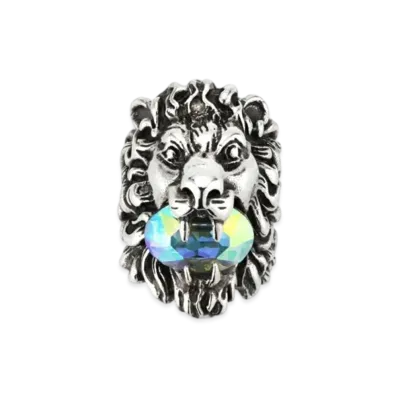 GUCCI Lion Head Ring With Crystal "Aurora"
