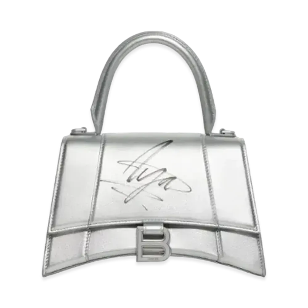 BALENCIAGA MUSIC AYA NAKAMURA Series Hourglass Metallic Textured Small Handbag