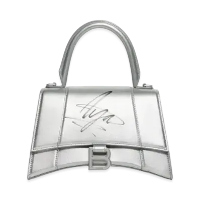 BALENCIAGA MUSIC AYA NAKAMURA Series Hourglass Metallic Textured Small Handbag