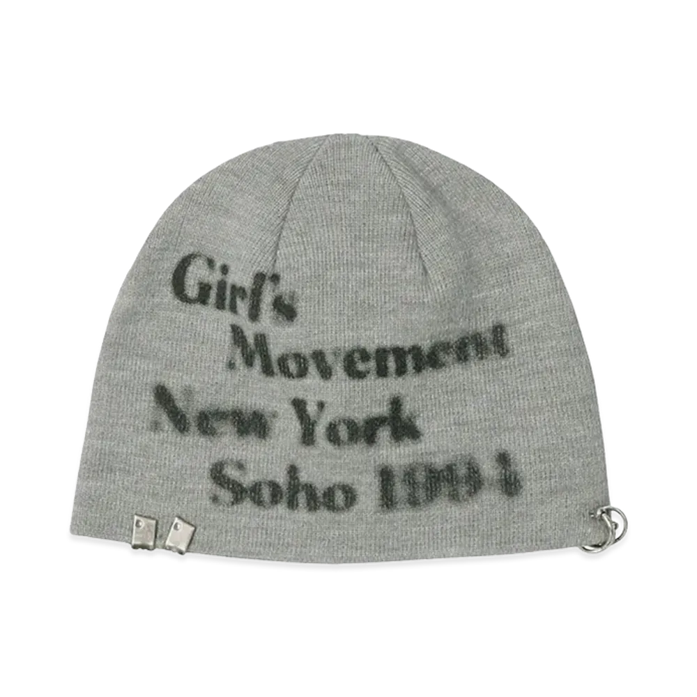 X-Girl Women's Charm Accent Printed Beanie "Grey"