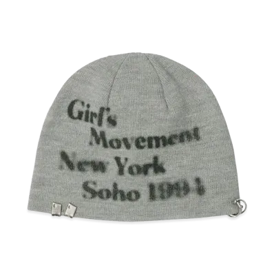 X-Girl Women's Charm Accent Printed Beanie "Grey"