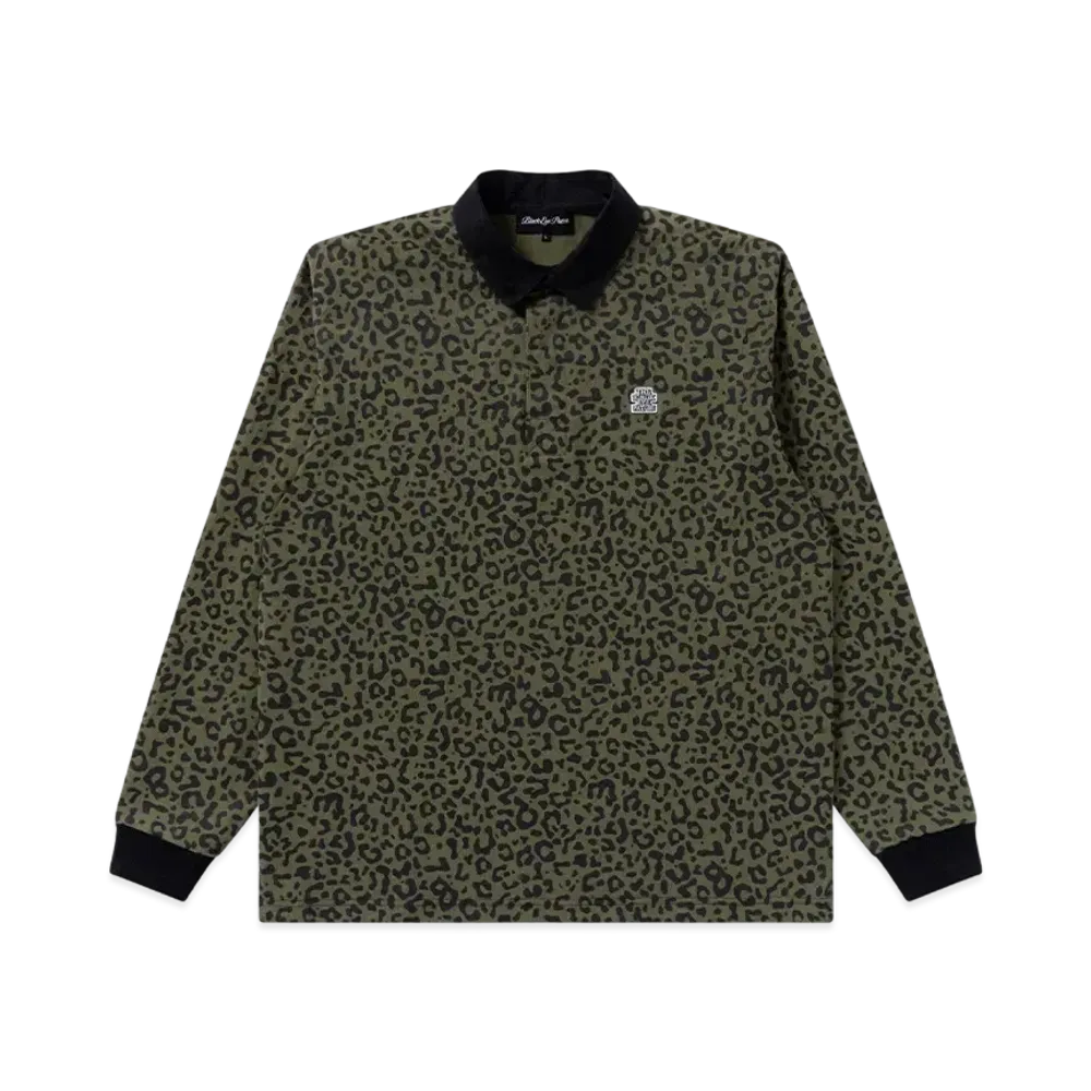 BlackEyePatch Small OG Leopard Patterned Rugby Shirt "Olive"