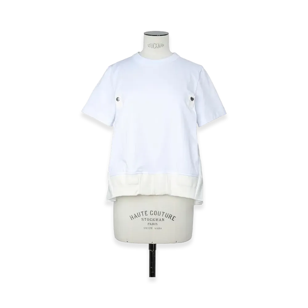 sacai Women's Nylon Twill x Cotton Jersey T-Shirt "Off White"