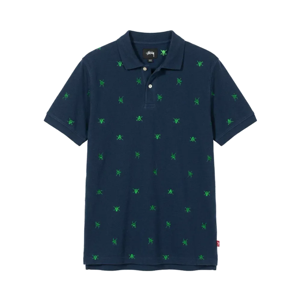 Stuusy Skull Polo Shirts "Navy"