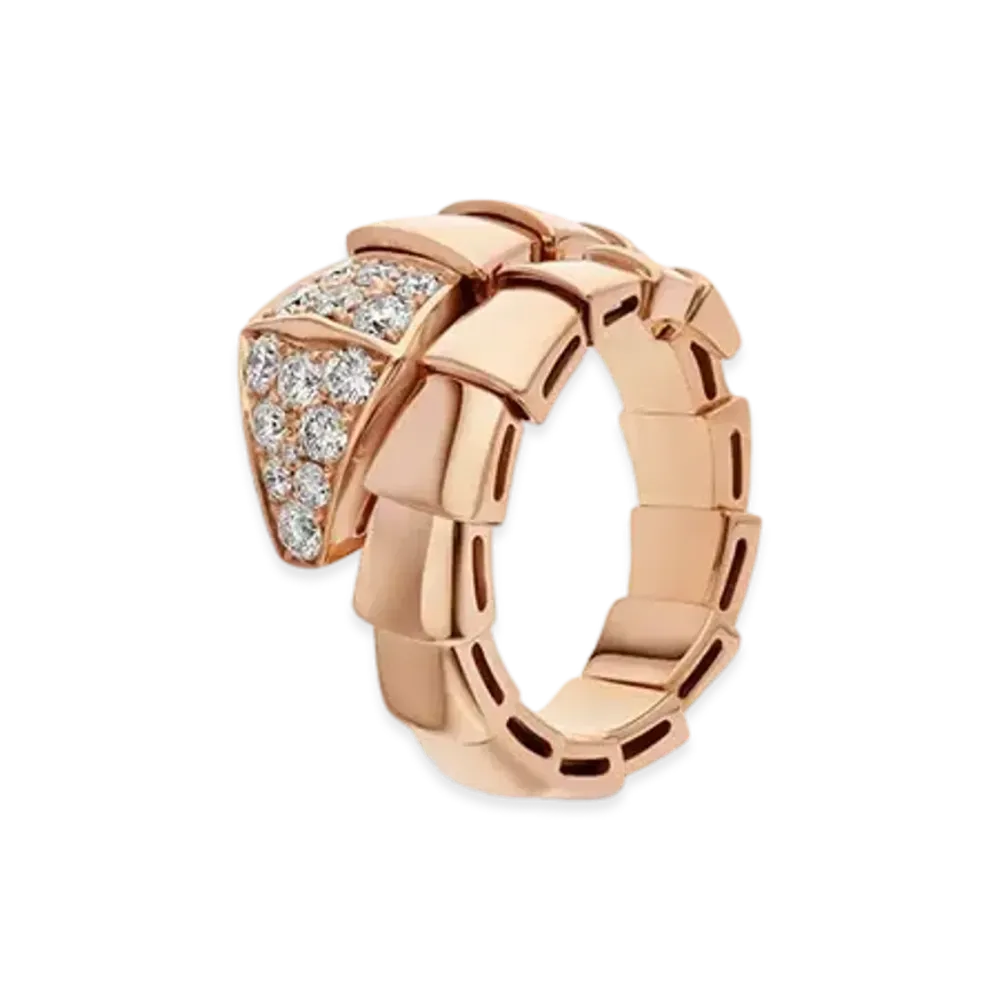 BVLGARI Serpenti Viper Ring Pave Diamond "Pink Gold"