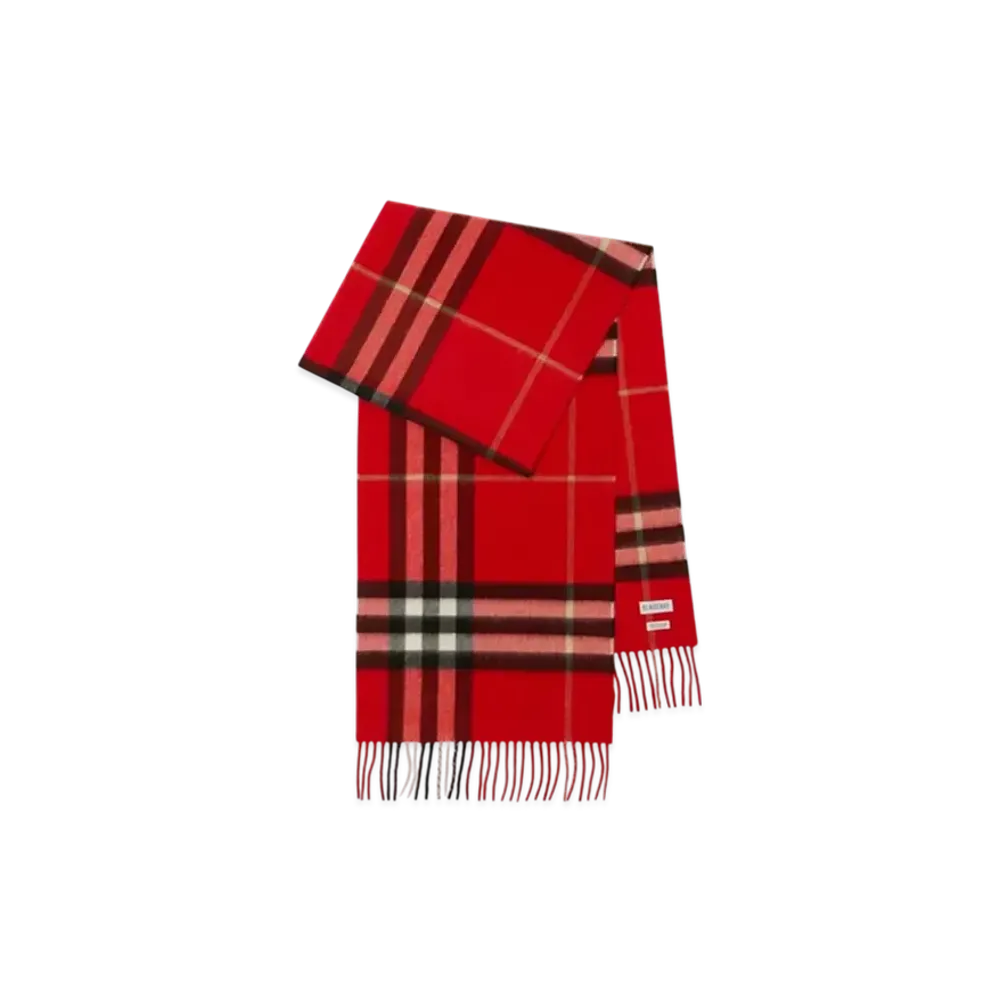 Burberry Check Cashmere Scarf "Red"