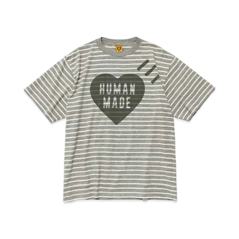 HUMAN MADE Striped Heart T-Shirt "Gray"