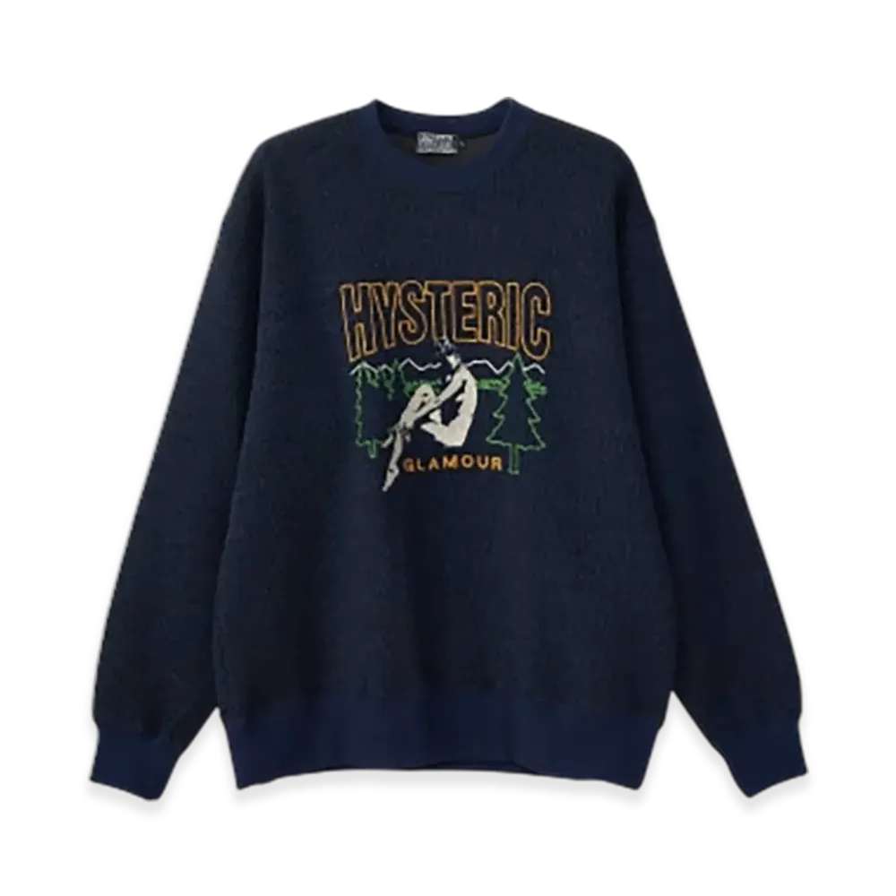 HYSTERIC GLAMOUR Chillin' Weekend Embroidered Sweatshirt "Navy"