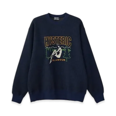 HYSTERIC GLAMOUR Chillin' Weekend Embroidered Sweatshirt "Navy"