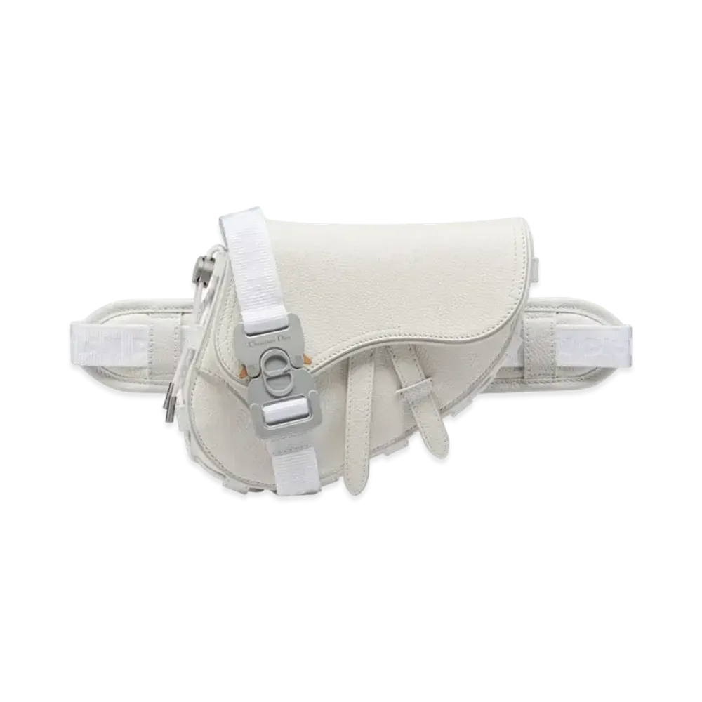 Dior x Sacai Saddle Mini Bag Technical Fabric & Grained Calafskin "White"