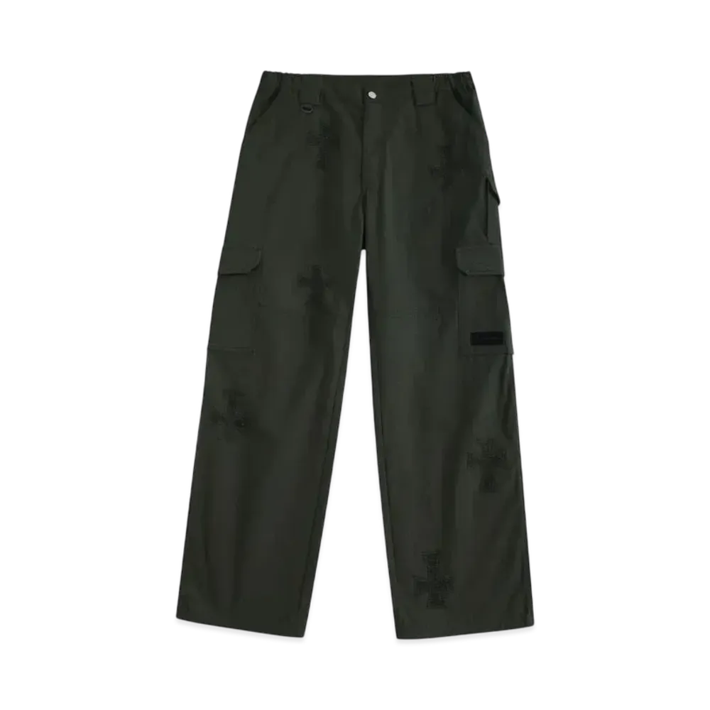 Unknown London Crosses Rhinestone Ripstop Cargo "Dark Green"