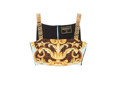 FENDI x Versace Fendace Gold Baroque Bralette Top
