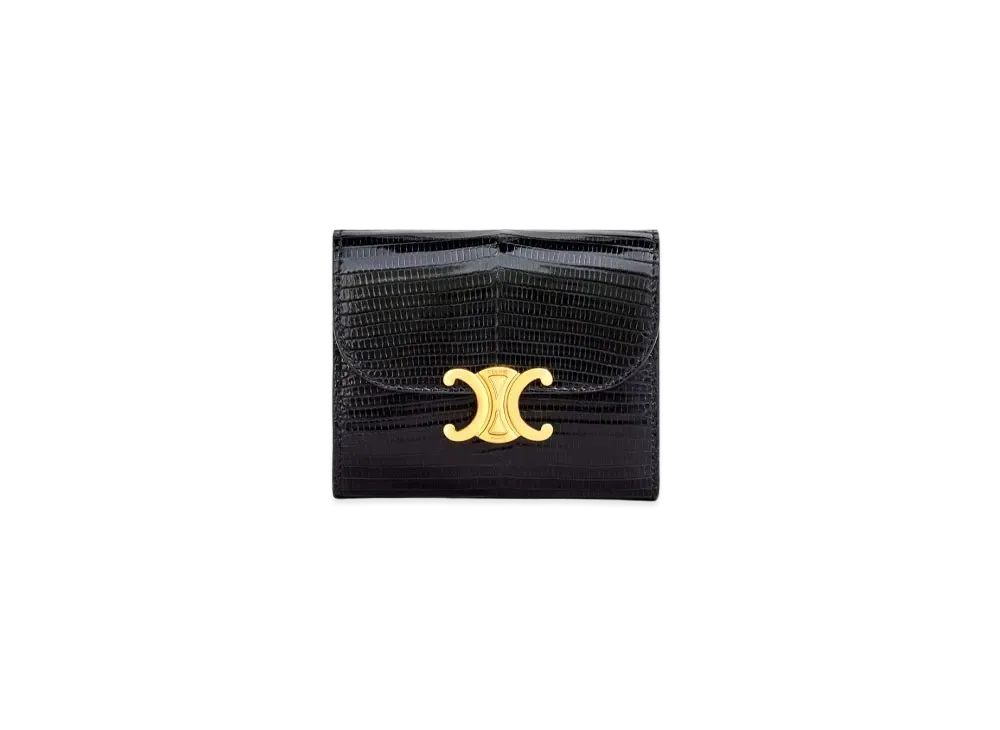 CELINE Small Triomphe Wallet In Lizard "Black"