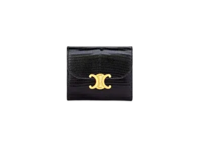 CELINE Small Triomphe Wallet In Lizard "Black"