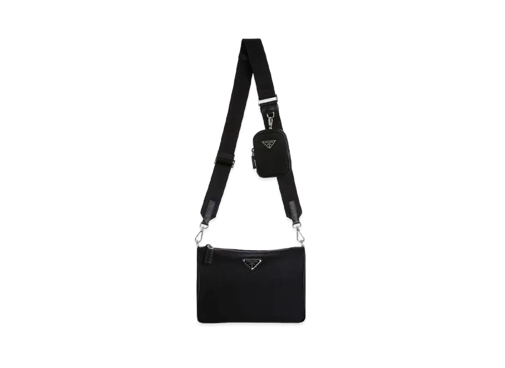 PRADA Re-Nylon x Suffiano Leather Shoulder Bag "Black"