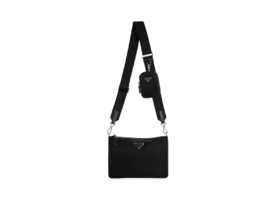 PRADA Re-Nylon x Suffiano Leather Shoulder Bag "Black"